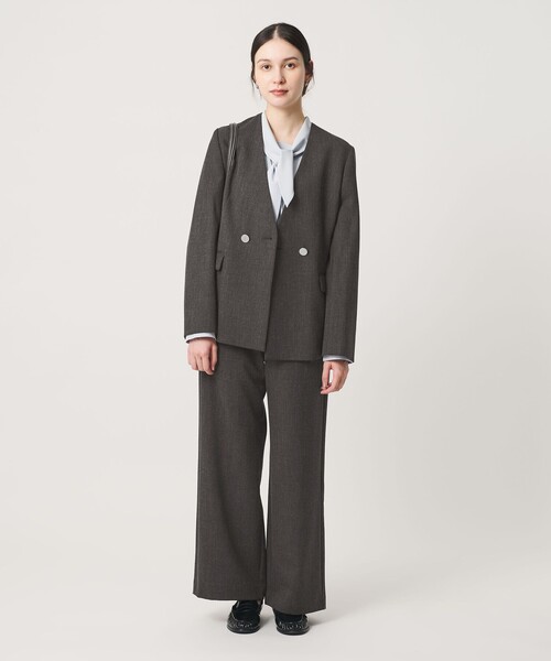 BEAUTY&YOUTH UNITED ARROWS（ビューティーアンドユースユナイテッドアローズ）の「【WEB限定 Wardrobe DAILY MINIMAL】メランジ ダブルノーカラージャケット ウォッシャブル（ノーカラージャケット・レディース・モカ/ダークグレー・S/L/M）」の21枚目の写真
