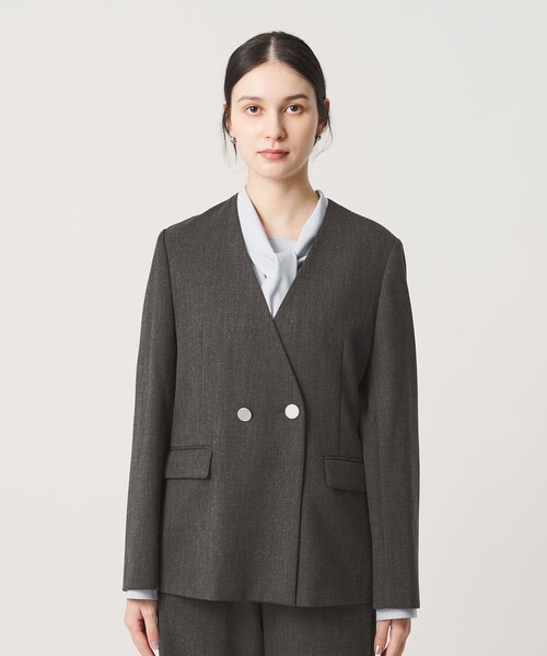 BEAUTY&YOUTH UNITED ARROWS（ビューティーアンドユースユナイテッドアローズ）の「【WEB限定 Wardrobe DAILY MINIMAL】メランジ ダブルノーカラージャケット ウォッシャブル（ノーカラージャケット・レディース・モカ/ダークグレー・S/L/M）」の22枚目の写真