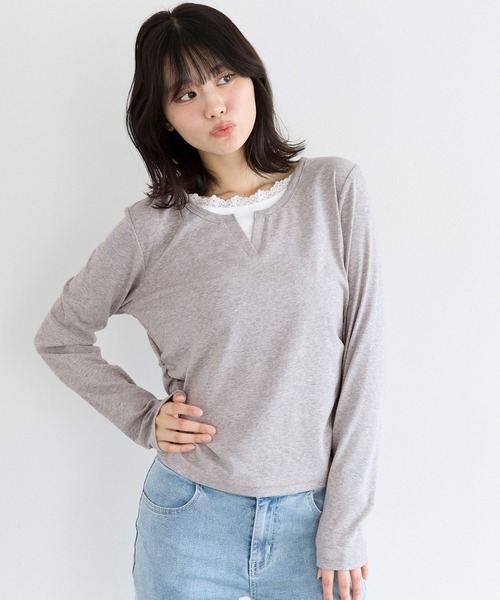 coca（coca）（コカ）の「ユース　レイヤードトップス（Tシャツ/カットソー・レディース・ブラック/グレー・S/L/M）」の15枚目の写真