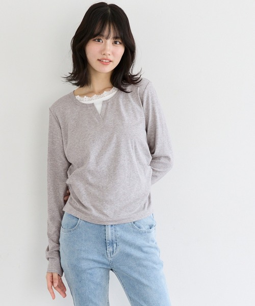 coca（coca）（コカ）の「ユース　レイヤードトップス（Tシャツ/カットソー・レディース・ブラック/グレー・S/L/M）」の4枚目の写真