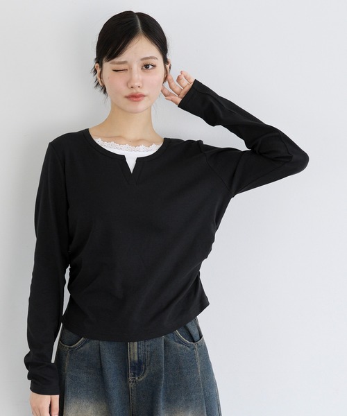 coca（coca）（コカ）の「ユース　レイヤードトップス（Tシャツ/カットソー・レディース・ブラック/グレー・S/L/M）」の10枚目の写真