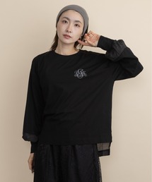 胸ロゴモチーフ 異素材コンビ ロンT