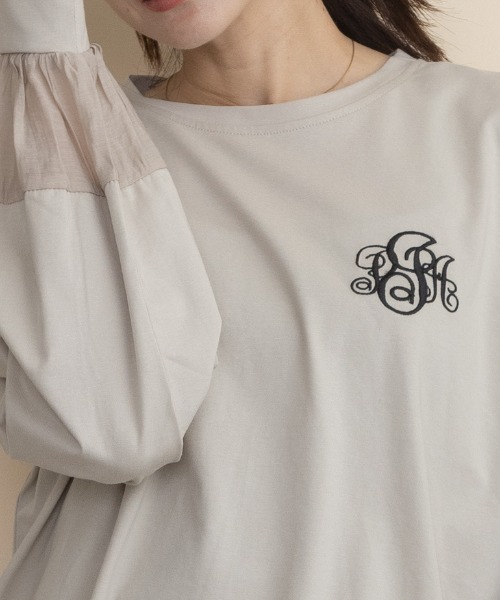 lodie(ロディ)の「胸ロゴモチーフ 異素材コンビ ロンT(Tシャツ/カットソー・レディース・ブラウン/ベージュ/チャコールグレー/ブラック・FREE)」の18枚目の写真