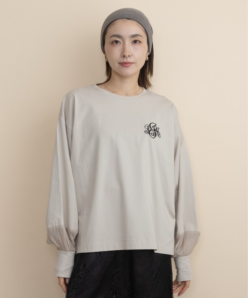 lodie(ロディ)の「胸ロゴモチーフ 異素材コンビ ロンT(Tシャツ/カットソー・レディース・ブラウン/ベージュ/チャコールグレー/ブラック・FREE)」の21枚目の写真