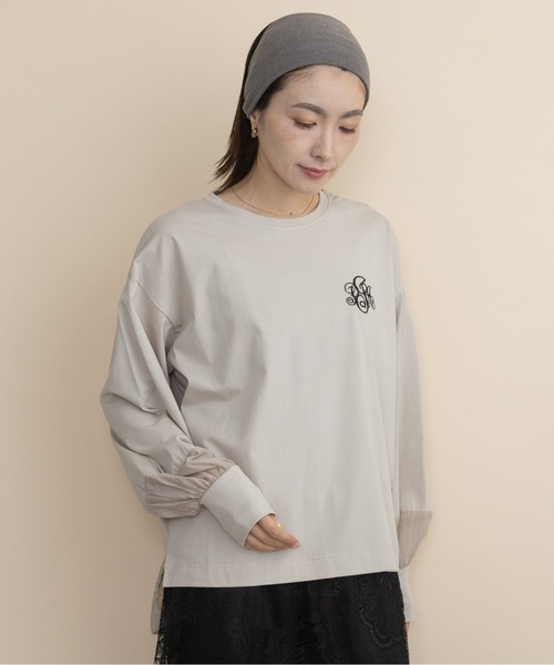 lodie(ロディ)の「胸ロゴモチーフ 異素材コンビ ロンT(Tシャツ/カットソー・レディース・ブラウン/ベージュ/チャコールグレー/ブラック・FREE)」の22枚目の写真