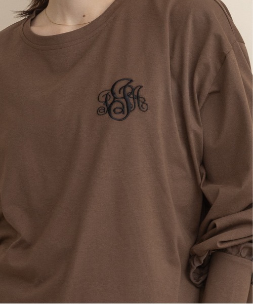 lodie(ロディ)の「胸ロゴモチーフ 異素材コンビ ロンT(Tシャツ/カットソー・レディース・ブラウン/ベージュ/チャコールグレー/ブラック・FREE)」の7枚目の写真