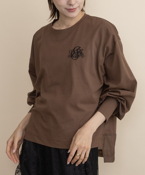 lodie(ロディ)の「胸ロゴモチーフ 異素材コンビ ロンT(Tシャツ/カットソー・レディース・ブラウン/ベージュ/チャコールグレー/ブラック・FREE)」の10枚目の写真