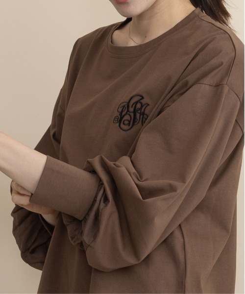 lodie(ロディ)の「胸ロゴモチーフ 異素材コンビ ロンT(Tシャツ/カットソー・レディース・ブラウン/ベージュ/チャコールグレー/ブラック・FREE)」の12枚目の写真