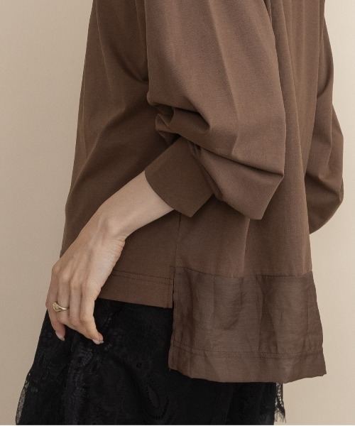 lodie(ロディ)の「胸ロゴモチーフ 異素材コンビ ロンT(Tシャツ/カットソー・レディース・ブラウン/ベージュ/チャコールグレー/ブラック・FREE)」の14枚目の写真