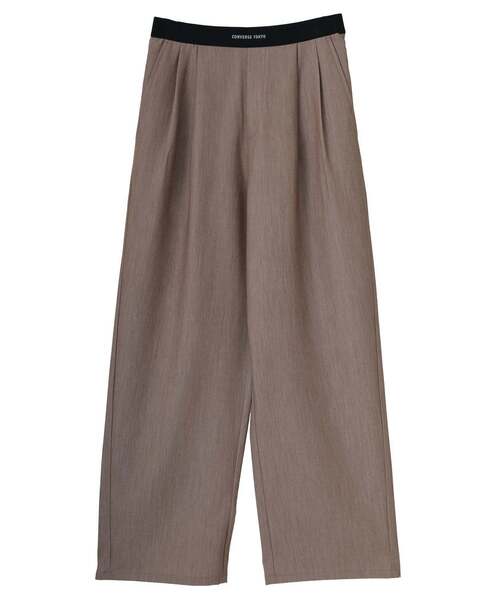 CONVERSE TOKYO(コンバーストウキョウ)の「WAIST LOGO WIDE SLACKS PANTS(スラックス・レディース・ブラック/ベージュ/グレー・FREE)」の1枚目の写真