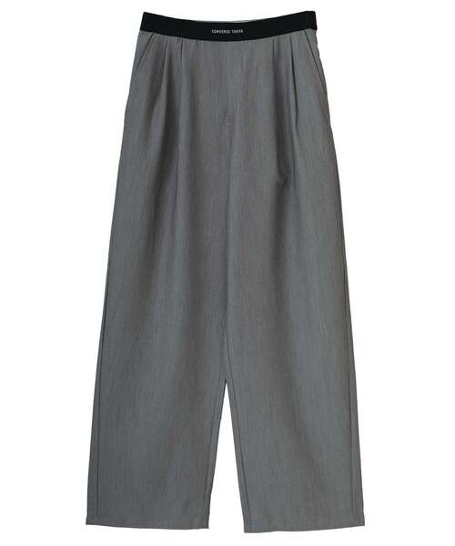 CONVERSE TOKYO(コンバーストウキョウ)の「WAIST LOGO WIDE SLACKS PANTS(スラックス・レディース・ブラック/ベージュ/グレー・FREE)」の3枚目の写真