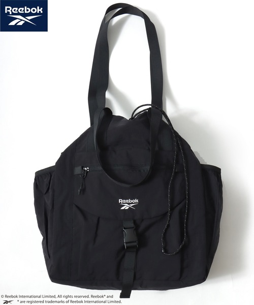 Reebok（リーボック）の「Reebok/リーボック ナイロン ロゴ ワンポイント刺繍 2Way ドローコード トートバッグ/ショルダーバッグ/レディース メンズ（ショルダーバッグ・レディース・ブラック・FREE）」の2枚目の写真