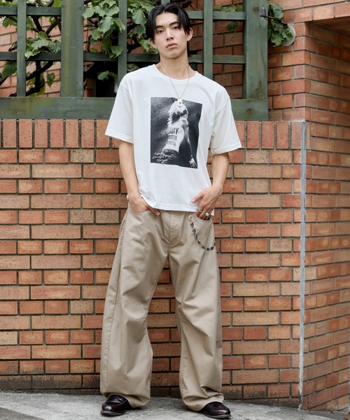 WEGO（ウィゴー）の「WEGO/フォトグラフィックネップT（Tシャツ/カットソー・メンズ・ホワイト/ブラック・LARGE/MEDIUM）」の4枚目の写真