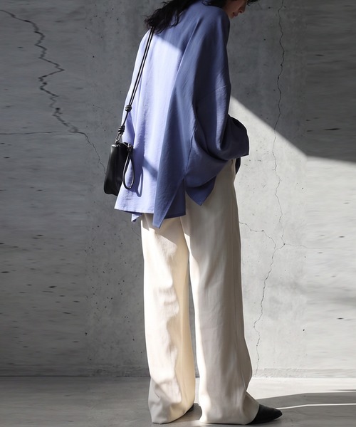 antiqua(アンティカ)の「シュッと美 ワイド ストレート パンツ(その他パンツ・レディース・パープル/ブラック/レッド/グレー/ブルー/ライム/アイボリー/ブラウン系その他/ネイビー/グレイッシュベージュ・C/LARGE/MEDIUM)」の13枚目の写真