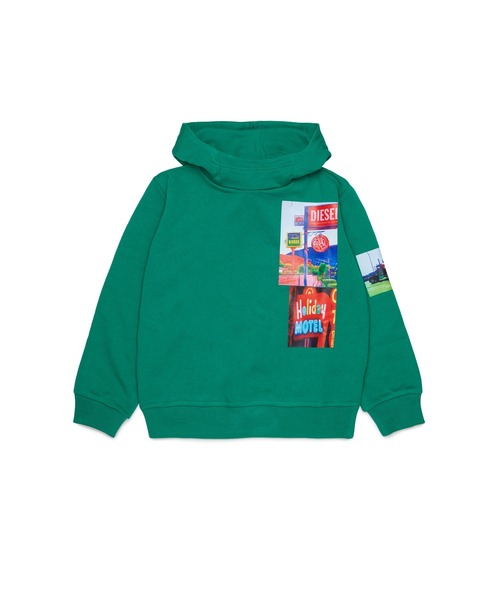 DIESEL（ディーゼル）の「キッズ プルオーバーパーカー SFORMY OVER（パーカー・キッズ・グリーン/ブラック・12Y/10Y/14Y/8Y/6Y）」の2枚目の写真
