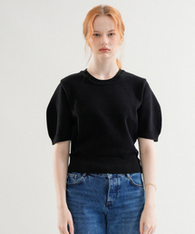 Balloon Sleeve Half Knit (Black)