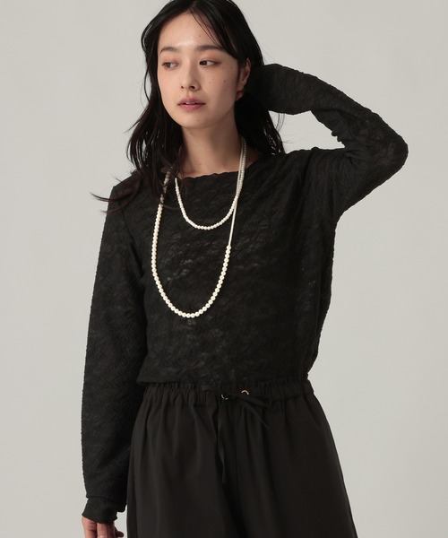 Elura（エルーラ）の「ストレッチレースメロウプルオーバー/1067414（Tシャツ/カットソー・レディース・ドット/アイボリー/ブラック・FREE）」の3枚目の写真