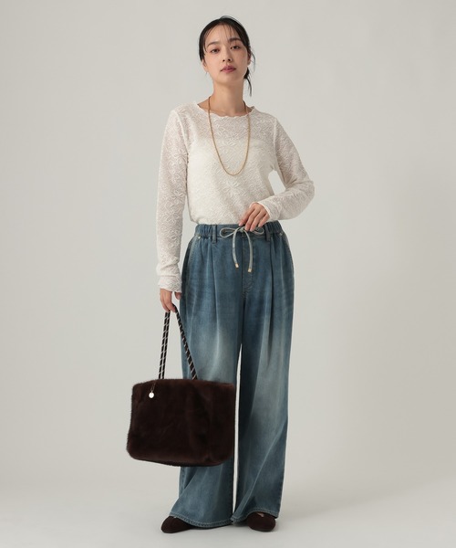 Elura（エルーラ）の「ストレッチレースメロウプルオーバー/1067414（Tシャツ/カットソー・レディース・ドット/アイボリー/ブラック・FREE）」の16枚目の写真