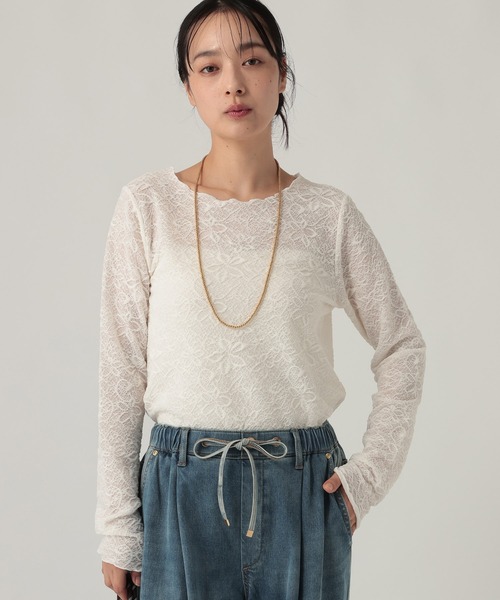 Elura（エルーラ）の「ストレッチレースメロウプルオーバー/1067414（Tシャツ/カットソー・レディース・ドット/アイボリー/ブラック・FREE）」の17枚目の写真