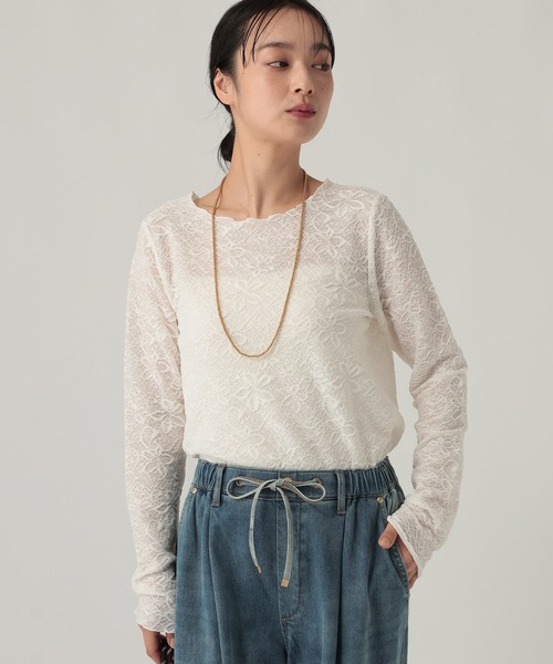 Elura（エルーラ）の「ストレッチレースメロウプルオーバー/1067414（Tシャツ/カットソー・レディース・ドット/アイボリー/ブラック・FREE）」の18枚目の写真