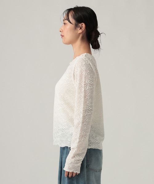 Elura（エルーラ）の「ストレッチレースメロウプルオーバー/1067414（Tシャツ/カットソー・レディース・ドット/アイボリー/ブラック・FREE）」の22枚目の写真