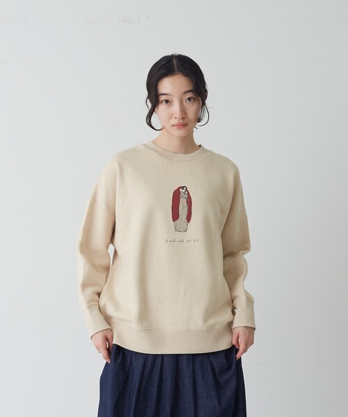 conges payes ADIEU TRISTESSE(コンジェ ペイエ アデュートリステス)の「《ナガノチサトさんコラボ》裏毛プルオーバー(スウェット・レディース・グレー系その他/ベージュ系その他/ベージュ・FREE)」の8枚目の写真