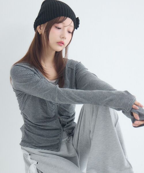 ems excite(エムズエキサイト)の「ホルターレイヤード風ボーダーカットソー(Tシャツ/カットソー・レディース・ブラウン系その他3/ブラック系その他3/グレー系その他3・FREE)」の10枚目の写真