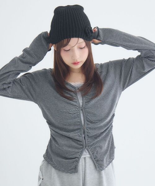 ems excite(エムズエキサイト)の「ホルターレイヤード風ボーダーカットソー(Tシャツ/カットソー・レディース・ブラウン系その他3/ブラック系その他3/グレー系その他3・FREE)」の6枚目の写真