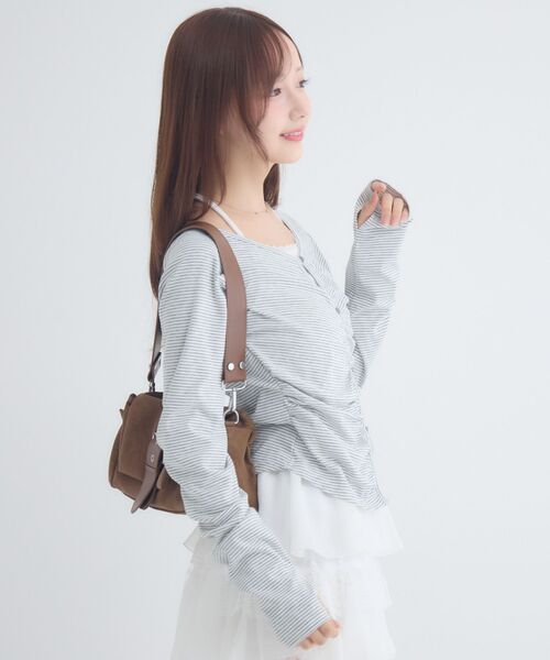 ems excite(エムズエキサイト)の「ホルターレイヤード風ボーダーカットソー(Tシャツ/カットソー・レディース・ブラウン系その他3/ブラック系その他3/グレー系その他3・FREE)」の20枚目の写真