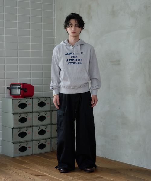 sedacle（セダクル）の「Thermal High Neck Hoodie／サーマル ハイネック フーディー（パーカー・メンズ・ブラウン/ネイビー/ライトグレー・SMALL/LARGE/MEDIUM）」の12枚目の写真