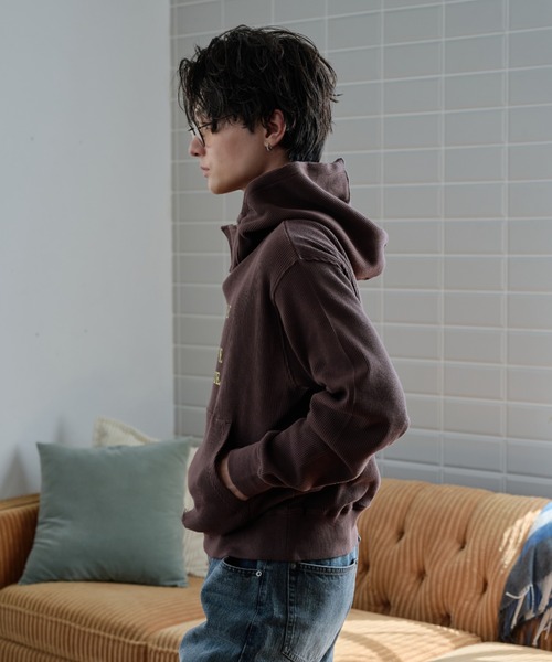 sedacle（セダクル）の「Thermal High Neck Hoodie／サーマル ハイネック フーディー（パーカー・メンズ・ブラウン/ネイビー/ライトグレー・SMALL/LARGE/MEDIUM）」の17枚目の写真