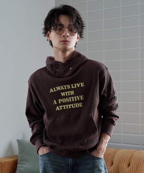 sedacle（セダクル）の「Thermal High Neck Hoodie／サーマル ハイネック フーディー（パーカー・メンズ・ブラウン/ネイビー/ライトグレー・SMALL/LARGE/MEDIUM）」の16枚目の写真