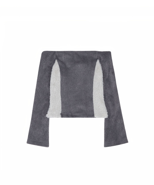 NO EXTRA TOUCH(ノー・エクストラ・タッチ)の「Hairy Fur Off-Shoulder Cardigan (Gray) / 26FWKC001GR(カーディガン/ボレロ・レディース・ライトグレー・SMALL/MEDIUM)」の4枚目の写真