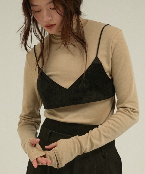 LA PEAU DE GEM(ラポドゥジェム)の「タートルネック ハンドホールタートルカット / 【 LA PEAU DE GEM 】 handhole turtle cut(Tシャツ/カットソー・レディース・チャコールグレー/ブラック/ベージュ・FREE)」の1枚目の写真