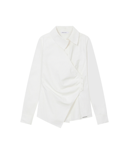 Miseki SEOUL（ミセキソウル）の「Wrap pleats button shirt WHITE（シャツ/ブラウス・レディース・その他・1/2）」の2枚目の写真