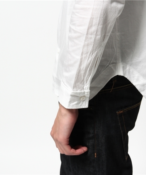 BHY-biography(ビーエイチワイバイオグラフィー)の「KNIT DUNGAREE BAND.C/ニットダンガリーバンドカラーシャツ(シャツ/ブラウス・メンズ・ブルー/ホワイト・44/46/48)」の6枚目の写真