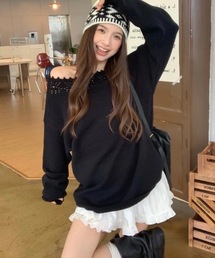 オフショルダーニット