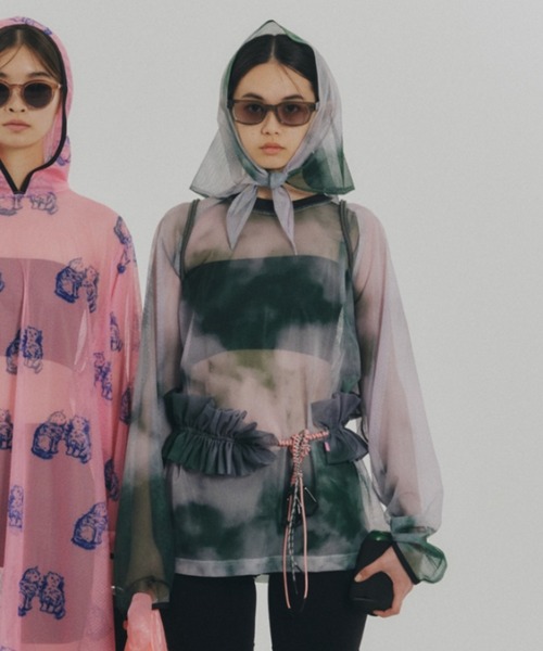 NON TOKYO(ノントーキョー)の「NON TOKYO/ノントーキョー/PRINT MESH PULLOVER & SCARFプリントメッシュプルオーバー&スカーフ(Tシャツ/カットソー・レディース・ピンク/グリーン・F)」の2枚目の写真
