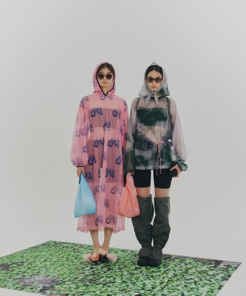 NON TOKYO(ノントーキョー)の「NON TOKYO/ノントーキョー/PRINT MESH PULLOVER & SCARFプリントメッシュプルオーバー&スカーフ(Tシャツ/カットソー・レディース・ピンク/グリーン・F)」の3枚目の写真