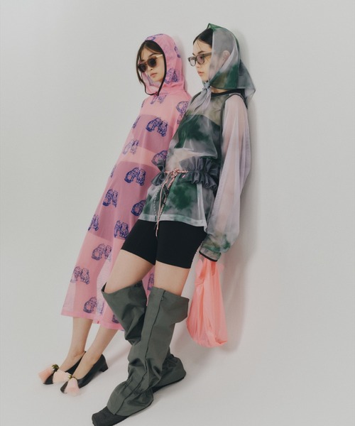 NON TOKYO(ノントーキョー)の「NON TOKYO/ノントーキョー/PRINT MESH PULLOVER & SCARFプリントメッシュプルオーバー&スカーフ(Tシャツ/カットソー・レディース・ピンク/グリーン・F)」の4枚目の写真