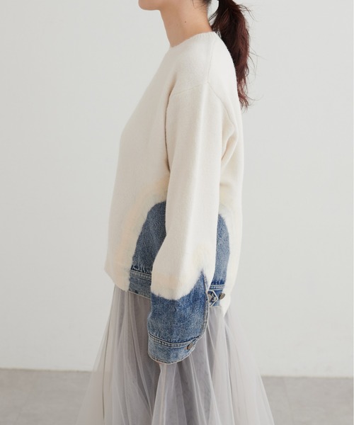 LARUTA（ラルータ）の「【LARUTA】リメイクデニム×ニットプルオーバー（ニット/セーター・レディース・チャコールグレー/グレー/アイボリー・FREE）」の9枚目の写真