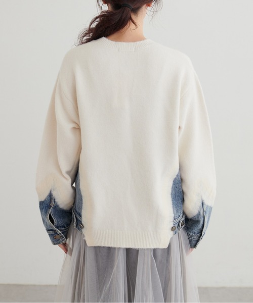 LARUTA（ラルータ）の「【LARUTA】リメイクデニム×ニットプルオーバー（ニット/セーター・レディース・チャコールグレー/グレー/アイボリー・FREE）」の10枚目の写真