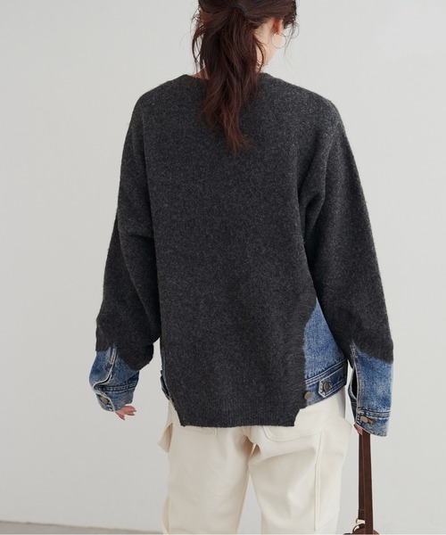 LARUTA（ラルータ）の「【LARUTA】リメイクデニム×ニットプルオーバー（ニット/セーター・レディース・チャコールグレー/グレー/アイボリー・FREE）」の16枚目の写真