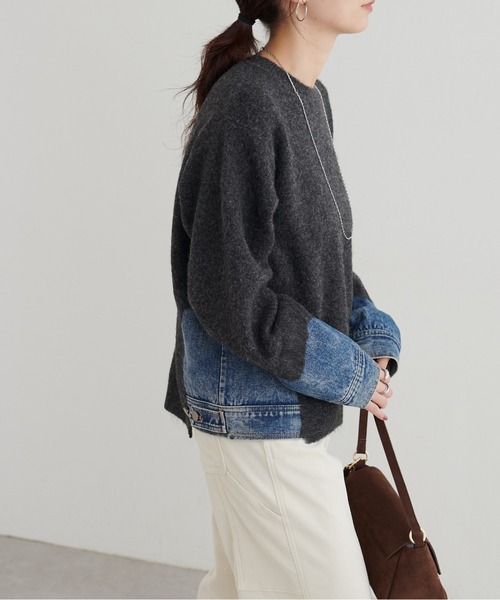 LARUTA（ラルータ）の「【LARUTA】リメイクデニム×ニットプルオーバー（ニット/セーター・レディース・チャコールグレー/グレー/アイボリー・FREE）」の15枚目の写真