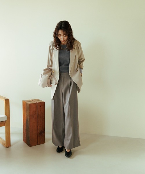 GLOBAL WORK（グローバルワーク）の「お手入れラクラクセットアップ/ワイドパンツ/1017522（その他パンツ・レディース・ブラウン/ネイビー/ベージュ系その他3/グレー・MEDIUM/SMALL/LARGE）」の9枚目の写真