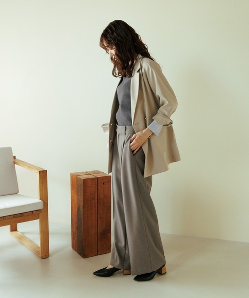 GLOBAL WORK（グローバルワーク）の「お手入れラクラクセットアップ/ワイドパンツ/1017522（その他パンツ・レディース・ブラウン/ネイビー/ベージュ系その他3/グレー・MEDIUM/SMALL/LARGE）」の6枚目の写真