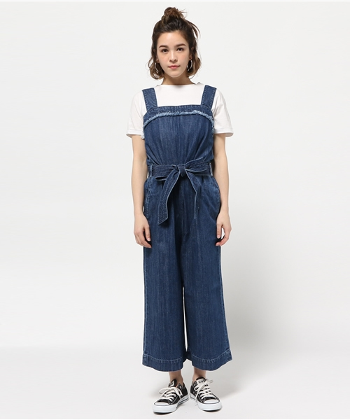MOUSSY（マウジー）の「DENIM ROMPERS（つなぎ/オールインワン・レディース・ライトブルー/ダークブルー・2/1）」の3枚目の写真