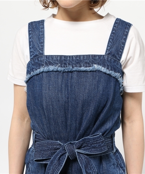 MOUSSY（マウジー）の「DENIM ROMPERS（つなぎ/オールインワン・レディース・ライトブルー/ダークブルー・2/1）」の6枚目の写真