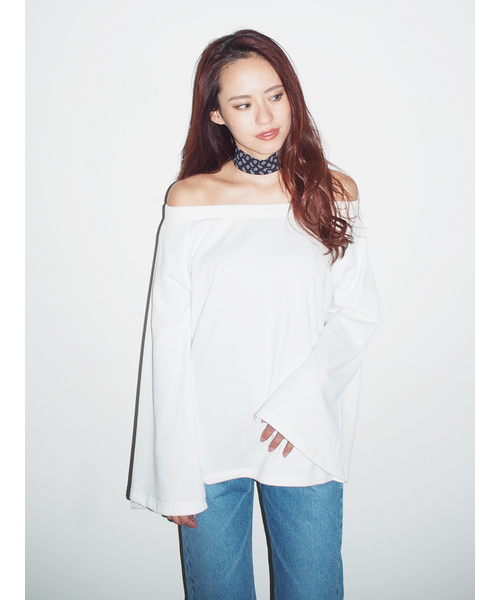 MURUA（ムルーア）の「オフショルチュニックトップス（Tシャツ/カットソー・レディース・レッド/オフホワイト/ブラック・FREE）」の14枚目の写真