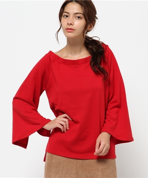 MURUA（ムルーア）の「オフショルチュニックトップス（Tシャツ/カットソー・レディース・レッド/オフホワイト/ブラック・FREE）」の3枚目の写真